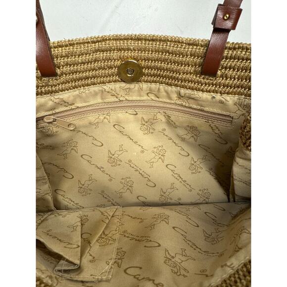 Carmen Raffia Basket Bag Tight weave Leather Straps - Picture 12 of 12